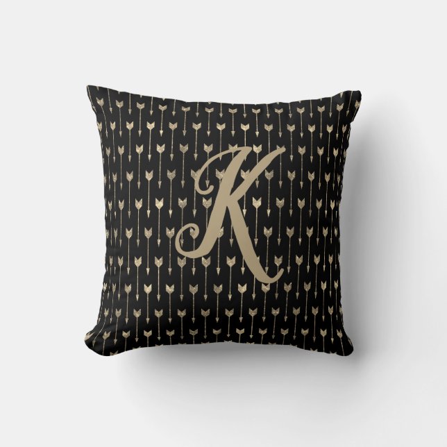 Schwarz-Gold-Glitzer-Muster Kissen (Vorderseite)