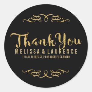 Schwarz & Gold Glitzer Rahmen Vielen Dank für Ihr  Runder Aufkleber