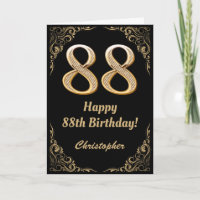 Schwarz-Gold-Glitzer-Rahmen zum 88. Geburtstag