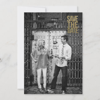 Schwarz-Gold-Glitzer Save the Date Typografie