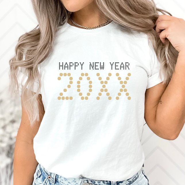Schwarz & Gold Glück Neues Jahr 2024 Weiß T-Shirt (Black & Gold Happy New Year 2024 White T-Shirt)