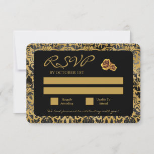 Schwarz-Gold-Goth-Muster RSVP Karte