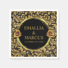 Schwarz-Gold-Goth-Muster Serviette