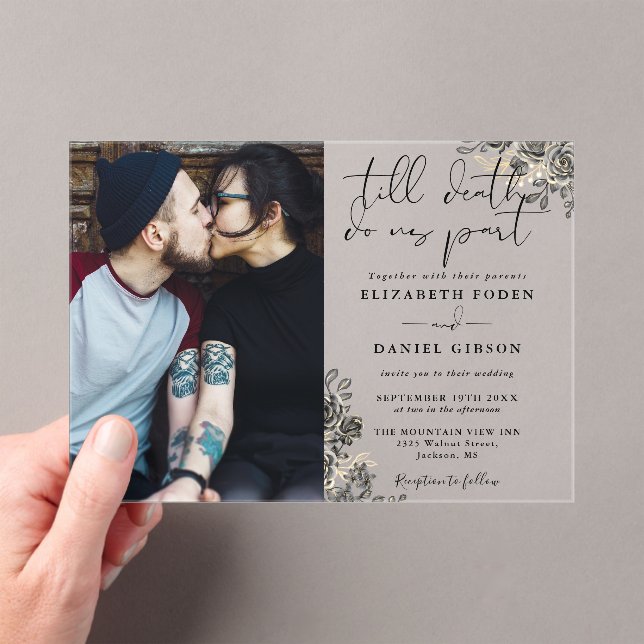 Schwarz-Gold-Gotik-Rose Blumenzwiebeln Foto Acryleinladungen (Insitu (Handheld))