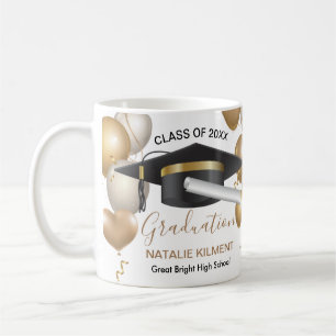 Schwarz-Gold-Graduate-Cap-Abschluss 2022 Kaffeetasse