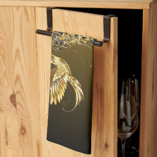 Schwarz-Gold-Grafik, elegantes Abstraktes Glanz Geschirrtuch