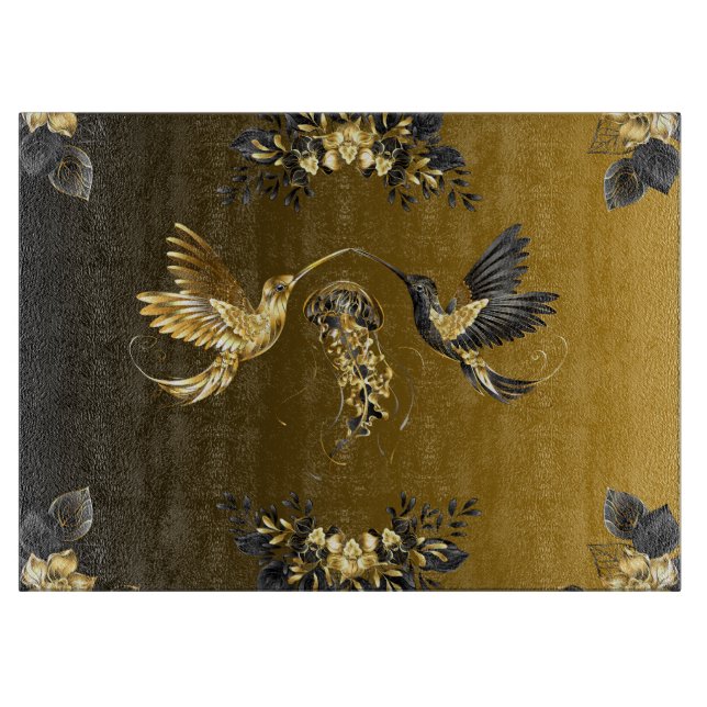 Schwarz-Gold-Grafik, Lux Abstract Design Schneidebrett (Vorderseite)