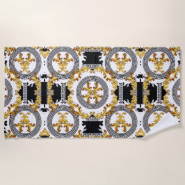 Schwarz-Gold-Griechische Dekoration Strandtuch