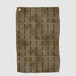 Schwarz-Gold-Griechisches Schlüsselmuster Golfhandtuch