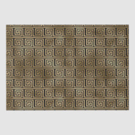 Schwarz-Gold-Griechisches Schlüsselmuster Seidenpapier