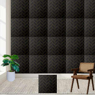 Schwarz-Gold-Herringbone-Tile Fliese