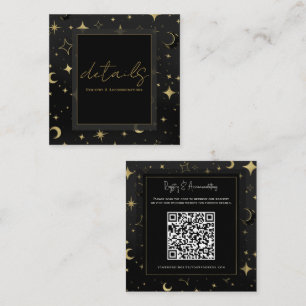 Schwarz & Gold Himmel Mond Sterne Hochzeitsdetails Quadratische Visitenkarte