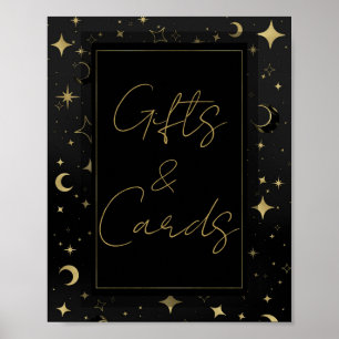 Schwarz & Gold Himmelsmond Sterne Hochzeit  Poster