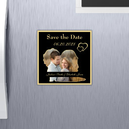 Schwarz-Gold-Hochzeit-Foto Speichern Sie das Date  Magnetkarte