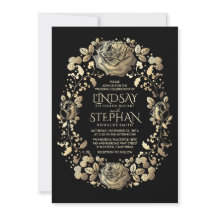 Schwarz-Gold-Hochzeit mit Vintagem Blumenkreide