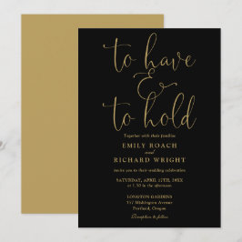 Schwarz-Gold-Hochzeit zu haben und zu halten Einladung