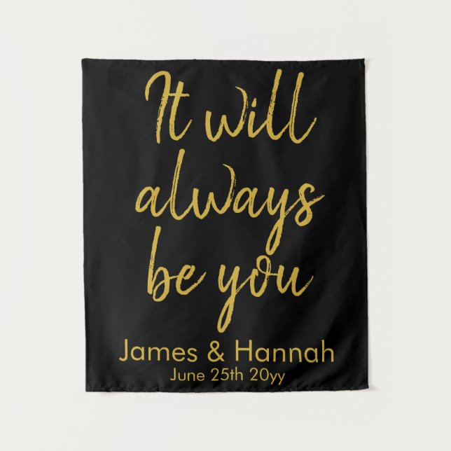 Schwarz-Gold-Hochzeitskabine im Hintergrund Dekora Wandteppich (Vorderseite)