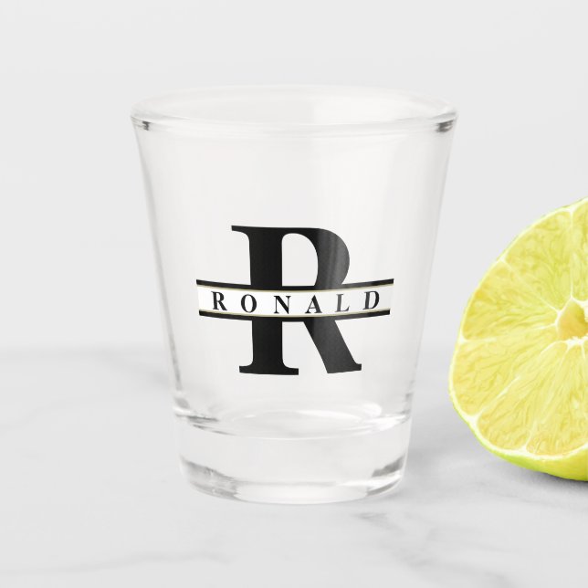 Schwarz/Gold-ID613 für dickes, feines Monogramm Schnapsglas (Vorderseite)