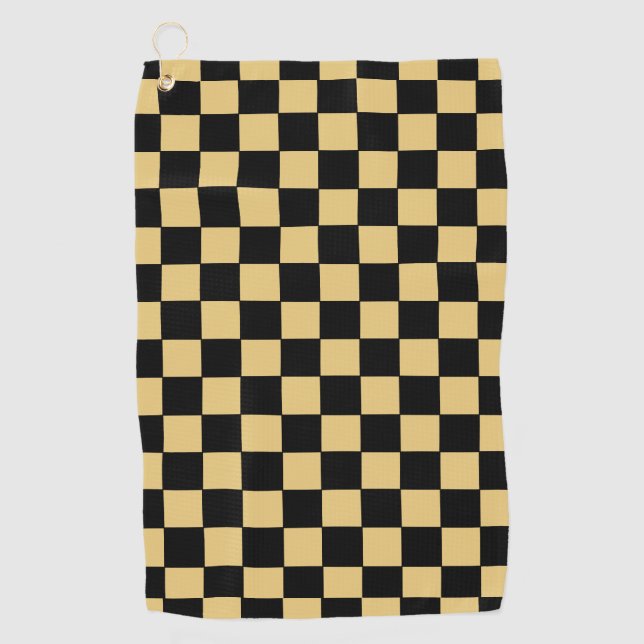 Schwarz-gold kariert golfhandtuch (Vorderseite)