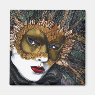 Schwarz-Gold-Karneval-Maske von PSOVART Magnet