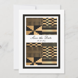 Schwarz - Gold Kente (weiß) Save The Date