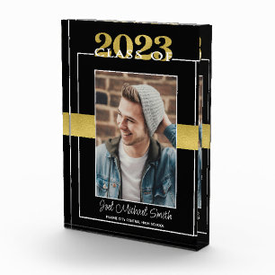 Schwarz-Gold-Klasse 2023 Abschluss Keepake Fotoblock