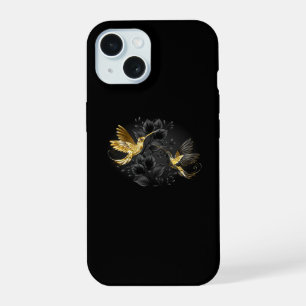 Schwarz-Gold-Kolibri iPhone 15 Hülle