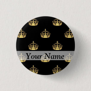 Schwarz-Gold-Kronenmuster Button