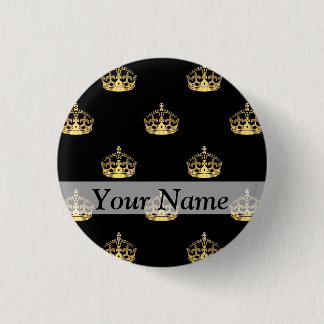 Schwarz-Gold-Kronenmuster Button