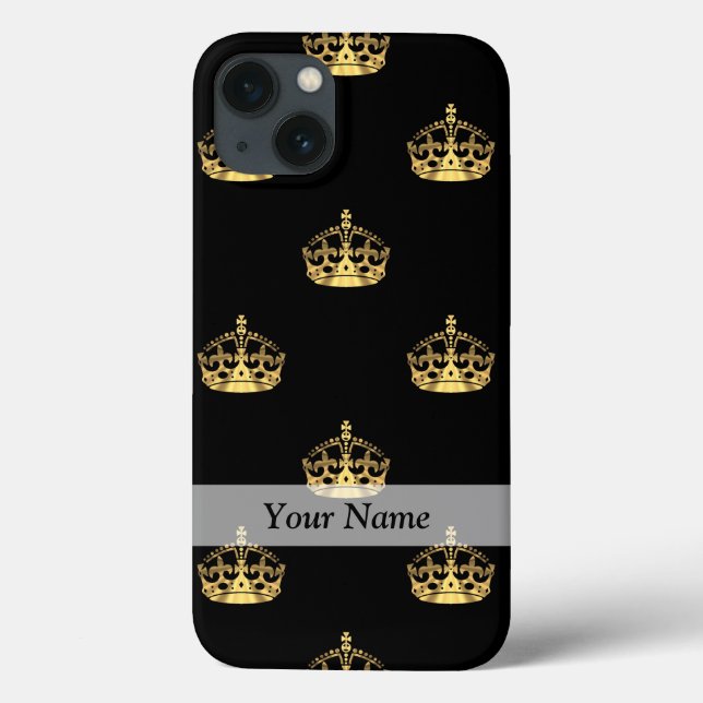 Schwarz-Gold-Kronenmuster Case-Mate iPhone Hülle (Rückseite)