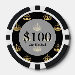 Schwarz-Gold-Kronenmuster Pokerchips