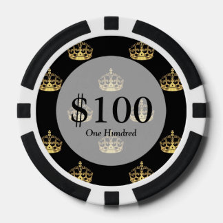 Schwarz-Gold-Kronenmuster Pokerchips