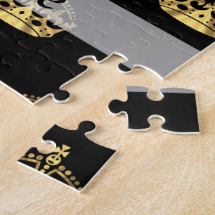 Schwarz-Gold-Kronenmuster Puzzle