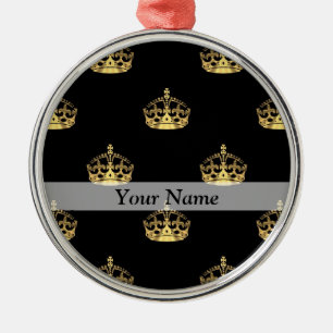 Schwarz-Gold-Kronenmuster Silbernes Ornament