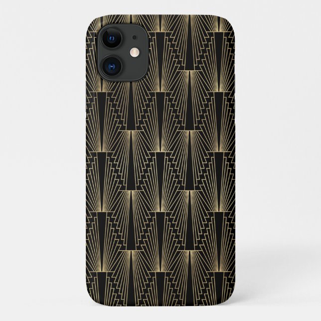 Schwarz-Gold-Kunst-Deko-Muster Case-Mate iPhone Hülle (Rückseite)