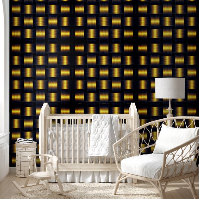 Schwarz-Gold-Lattice-Design Tapete (Kinder)