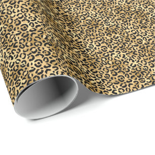 Schwarz-Gold-Leopardenprint Cheetah-Tierprint Geschenkpapier