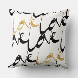 Schwarz-Gold-Liebe-Kissen Kissen
