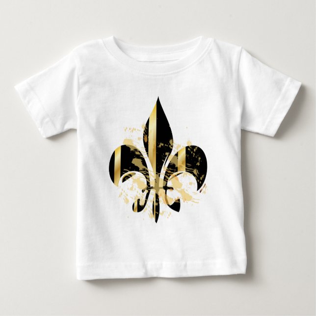 Schwarz-Gold-Lilie Baby T-shirt (Vorderseite)