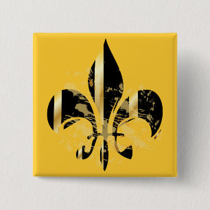 Schwarz-Gold-Lilie Button