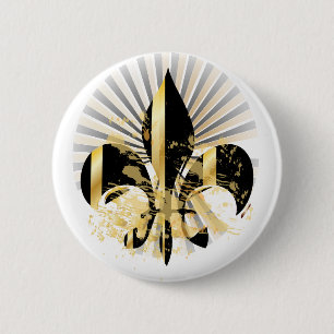 Schwarz-Gold-Lilie Button