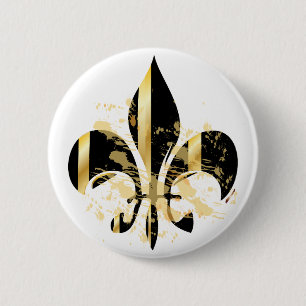Schwarz-Gold-Lilie Button