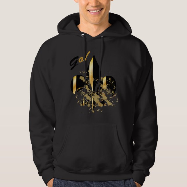 Schwarz-Gold-Lilie Hoodie (Vorderseite)