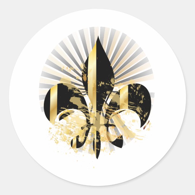 Schwarz-Gold-Lilie Runder Aufkleber (Vorderseite)