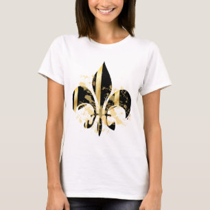 Schwarz-Gold-Lilie T-Shirt