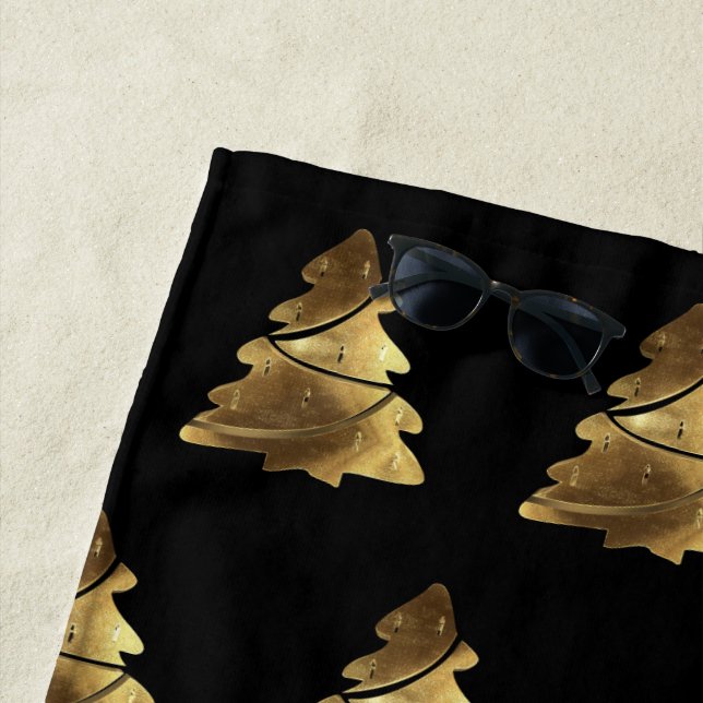 Schwarz-Gold-Look Weihnachtsbaum-Muster Elegant Strandtuch (Beispiel)