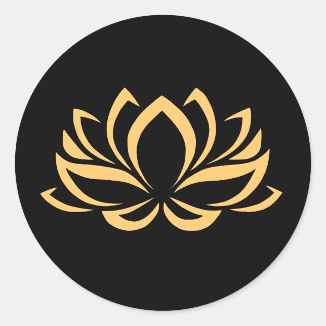Schwarz-Gold-Lotus-Aufkleber Runder Aufkleber (Vorderseite)
