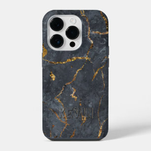 Schwarz-Gold-Luxus-Marmorstruktur iPhone 14 Pro Hülle