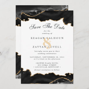 Schwarz-Gold-Marmor Agate Modern Save the Date