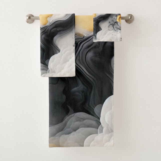 Schwarz-Gold-Marmor Badhandtuch Set (Insitu)